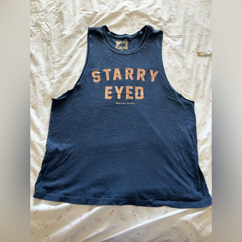 Spiritual Gangster Starry Eyed Graphic Muscle Tank in Blue - Size Large